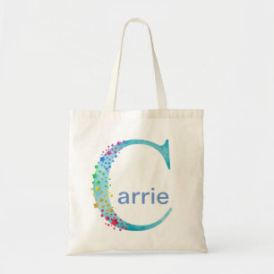 Bolso De Tela Monograma C Estrellas iniciales del arcoiris en la