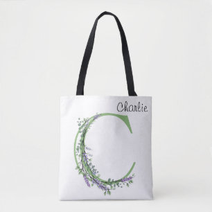 Bolso De Tela Monograma C Lavanda Eucalipto