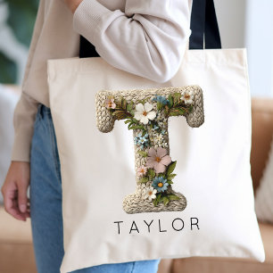 Bolso De Tela Monograma caprichoso para jardín Mamá Abuela Tía P