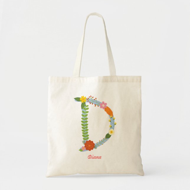 Bolso De Tela Monograma caprichoso rústico de la flor (d) (Frente)