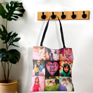 Bolso De Tela Monograma cardíaco de cuadrícula de collage