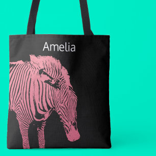Bolso De Tela Monograma Cebra rosa y negra