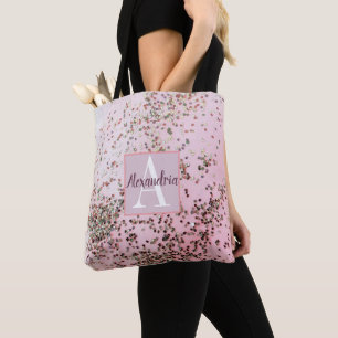 Bolso De Tela Monograma Champagne Tote Confetti Rosa