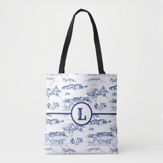 Bolso De Tela Monograma Chattanooga Toile Blue (Anverso)