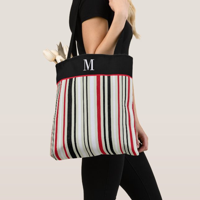 Bolso De Tela Monograma clásico de banda negra roja (Detalle)