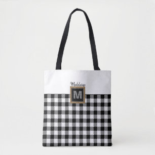Bolso De Tela Monograma clásico de contraste negro y blanco