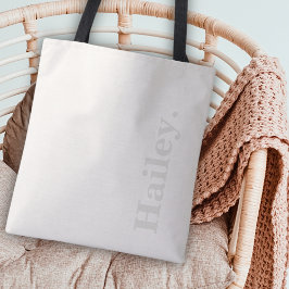 Bolso De Tela Monograma Clásico Elegante Mínimo Marfil Nombre Bl