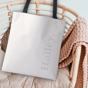 Bolso De Tela Monograma Clásico Elegante Mínimo Marfil Nombre Bl