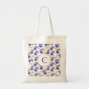 Bolso De Tela Monograma Color de agua del patrón de flor de panz