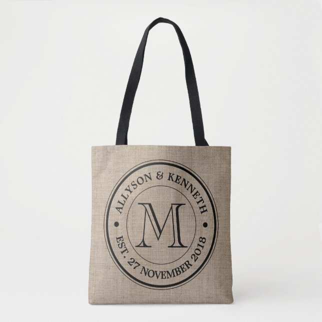 Bolso De Tela Monograma con el logotipo de Burlap Retro (Anverso)