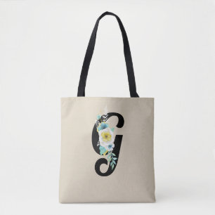 Bolso De Tela Monograma con rociado floral blanco y aqua