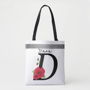 Bolso De Tela Monograma D, letra D, flores, monograma, monograma