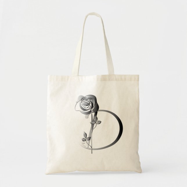 Bolso De Tela Monograma D manuscrito con Rosa (Frente)