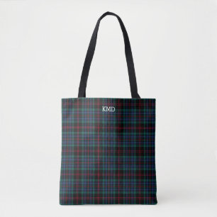 Bolso De Tela Monograma Daly Clan Tartan Blue Plaid