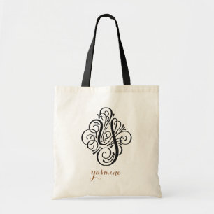 Bolso De Tela Monograma de adorno con floritura inicial personal