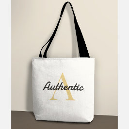 Bolso De Tela Monograma de Afirmación Positiva Letra A Dorada