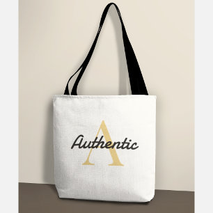 Bolso De Tela Monograma de Afirmación Positiva Letra A Dorada
