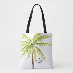 Bolso De Tela Monograma de árbol de palmas tropicales de la bols