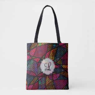 Bolso De Tela Monograma de arte digital colorido abstracto y atr