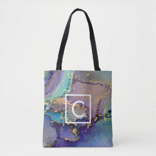 Bolso De Tela Monograma de arte líquido de tinta de alcohol de o