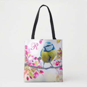 Bolso De Tela Monograma de aves y flores