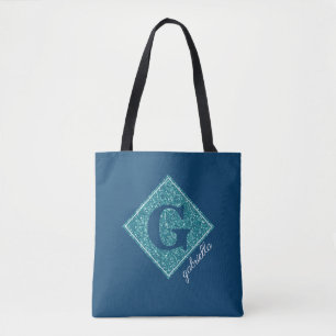 Bolso De Tela Monograma de Blue Giram