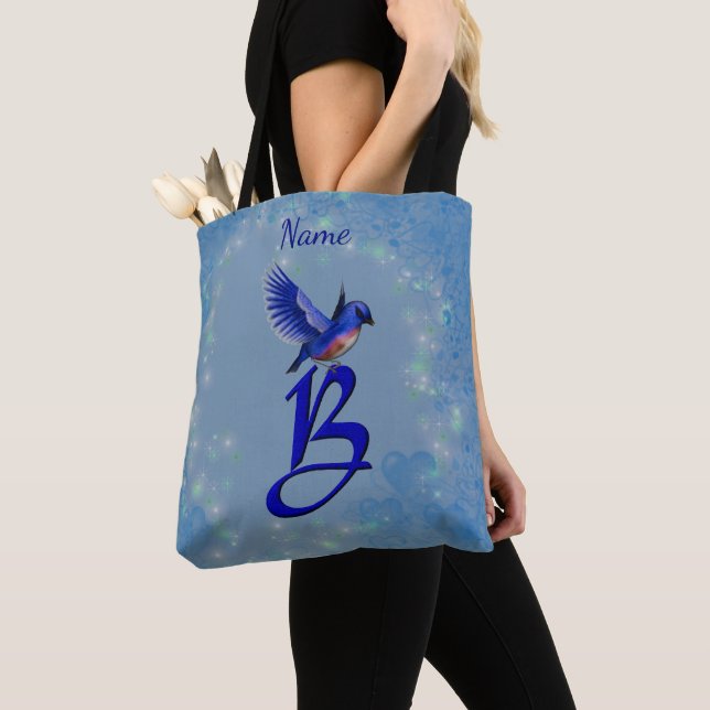Bolso De Tela Monograma de Bluebird B tu nombre (Detalle)