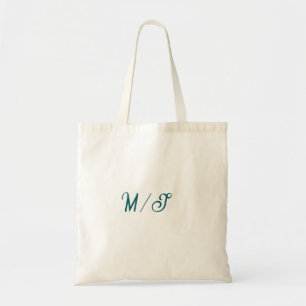 Bolso De Tela Monograma de boda de pareja nombre simple estilo t