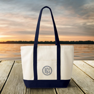 Bolso De Tela Monograma de bola azul de la Marina Náutica