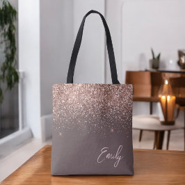 Bolso De Tela Monograma de brillo de oro rosa con rubor de terra