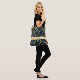 Bolso De Tela Monograma de bronce negro patrón leopardo