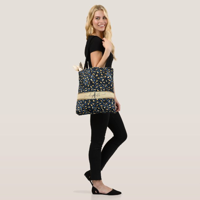 Bolso De Tela Monograma de bronce negro patrón leopardo (Puesto)