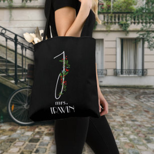 Bolso De Tela Monograma de caligrafía acuarela