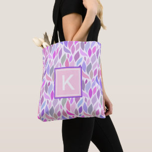 Bolso De Tela Monograma de Chicas de hojas botánicas de color ro