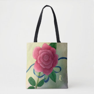 Bolso De Tela Monograma de color de agua rosa azul de cinta azul