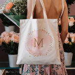 Bolso De Tela Monograma de color de agua rosado de Rubor<br><div class="desc">Esta bolsa de tote presenta un círculo de acuarela pintado en rosa rubor con acentos falsos de oro. Para una personalización más avanzada de este diseño,  haga clic en el botón "Personalizar". También están disponibles los elementos coincidentes.</div>