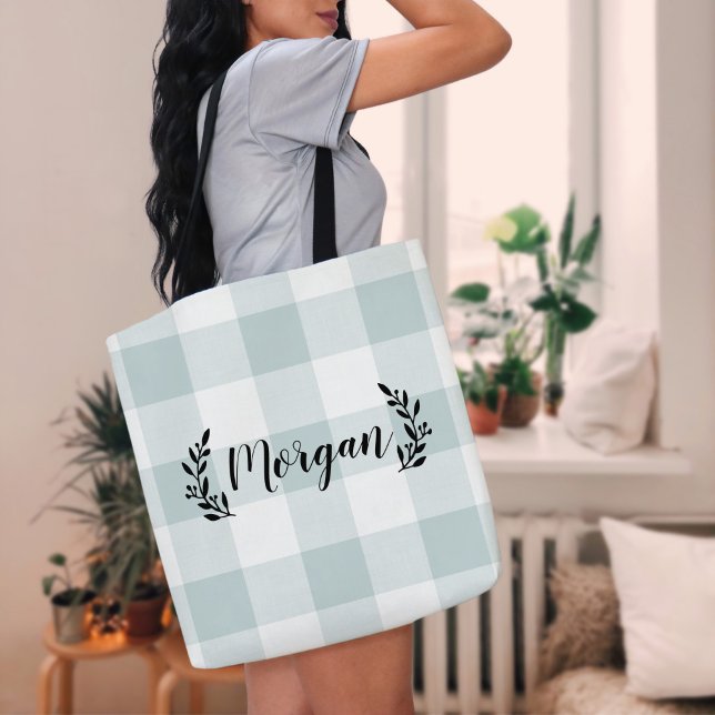 Bolso De Tela Monograma de comprobación de búfalo azul | Casa de (Subido por el creador)