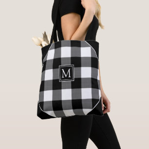 Bolso De Tela Monograma de comprobación de búfalo negro de Moda
