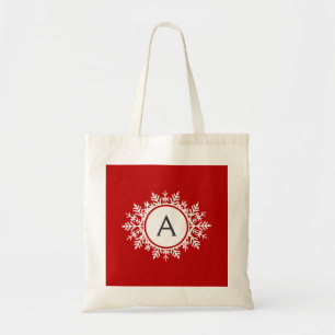 Bolso De Tela Monograma de copo de nieve blanco organizado en ro