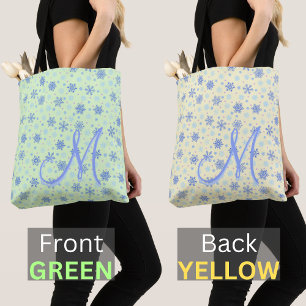 Bolso De Tela Monograma de copos de nieve de colores verdes y am