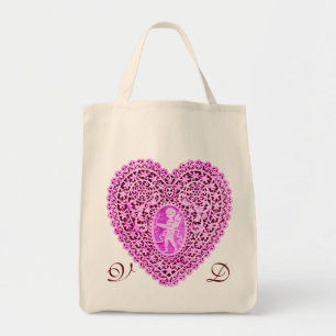 BOLSO DE TELA MONOGRAMA DE CORAZÓN CUPID LACE COART PINK VIOLET