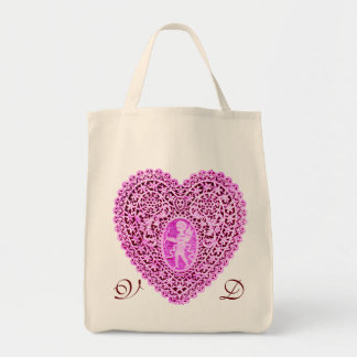 BOLSO DE TELA MONOGRAMA DE CORAZÓN CUPID LACE COART PINK VIOLET