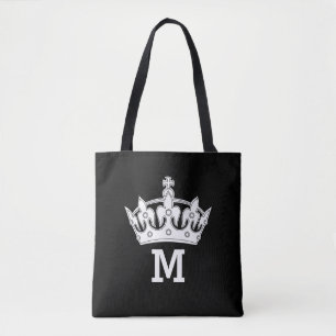 Bolso De Tela Monograma de Corona Blanca Personalizado