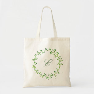 Bolso De Tela Monograma de Corona de Hojas Verdes