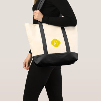 Bolso De Tela Monograma de cuatrefoil personalizado amarillo