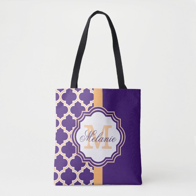 Bolso De Tela Monograma de cuatrefoil púrpura (Anverso)