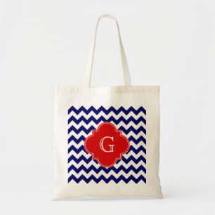 Bolso De Tela Monograma de Cuatrofojas Rojo ZigZag Chevron Blanc