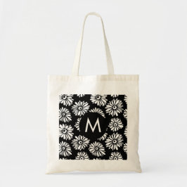 Bolso De Tela Monograma de Daisy Minimalista Groovy en Blanco y