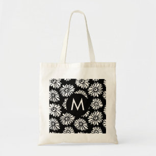 Bolso De Tela Monograma de Daisy Minimalista Groovy en Blanco y
