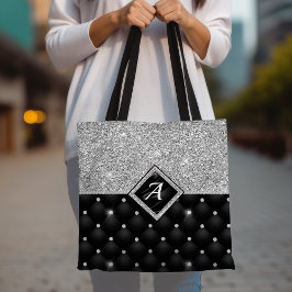 Bolso De Tela Monograma de diamante negro fino de cristal platea